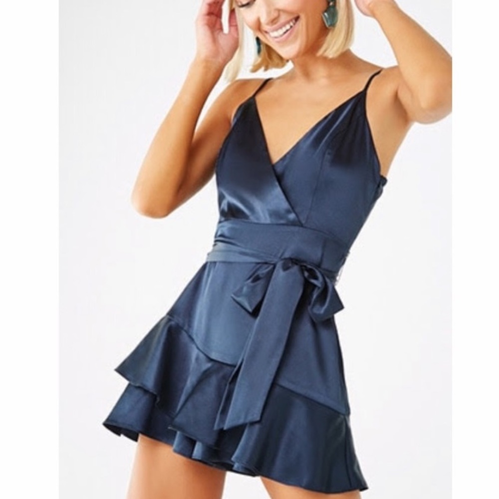 NWT Forever 21 Satin Ruffle Skort Romper